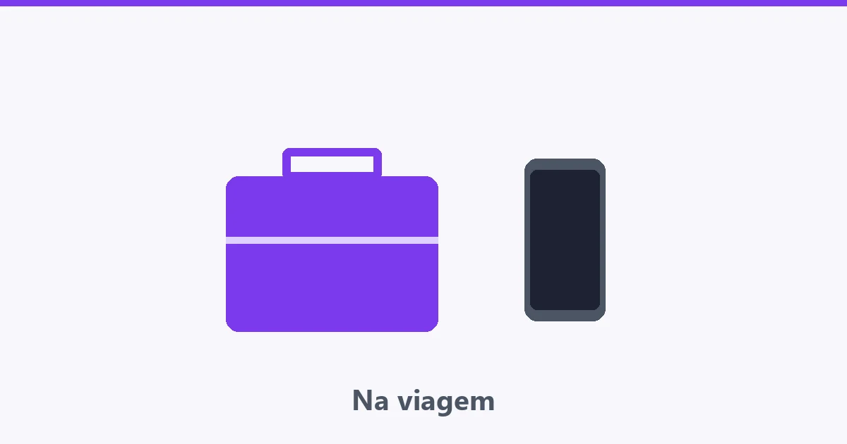 Mala de viagem com celular e ícone de sinal ao lado