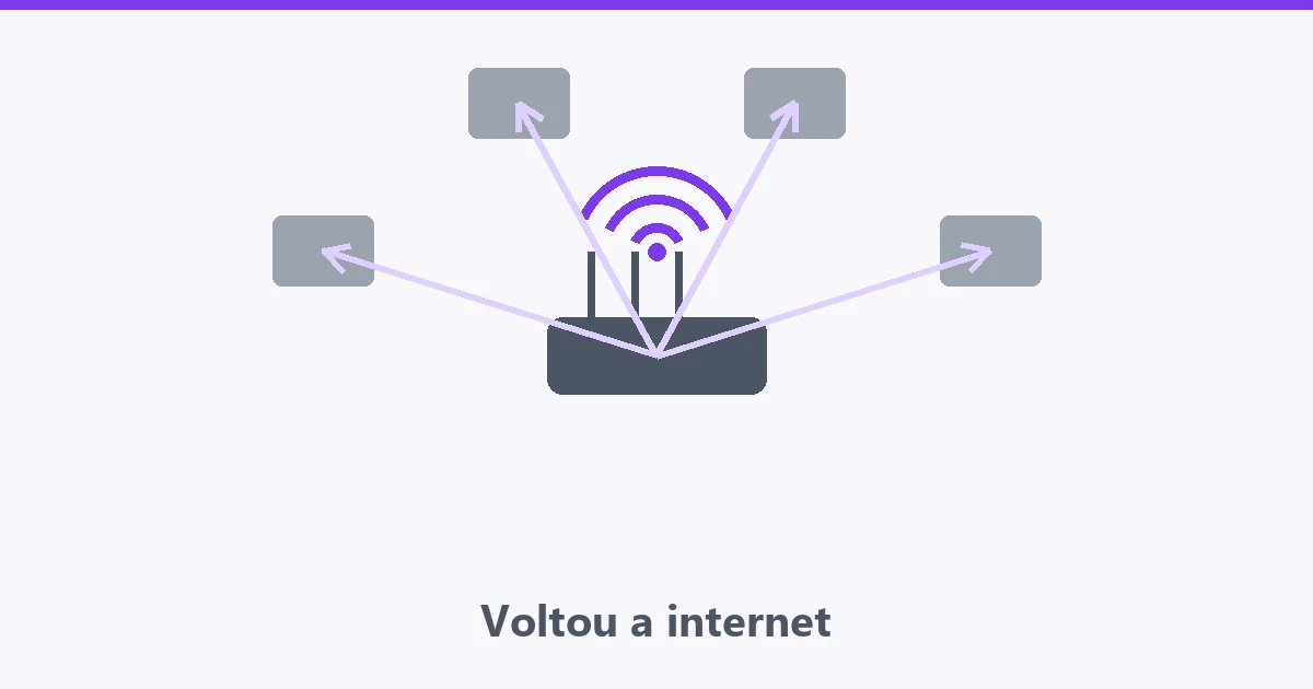 Roteador com luz acesa e televisão ainda mostrando ícone de sem conexão