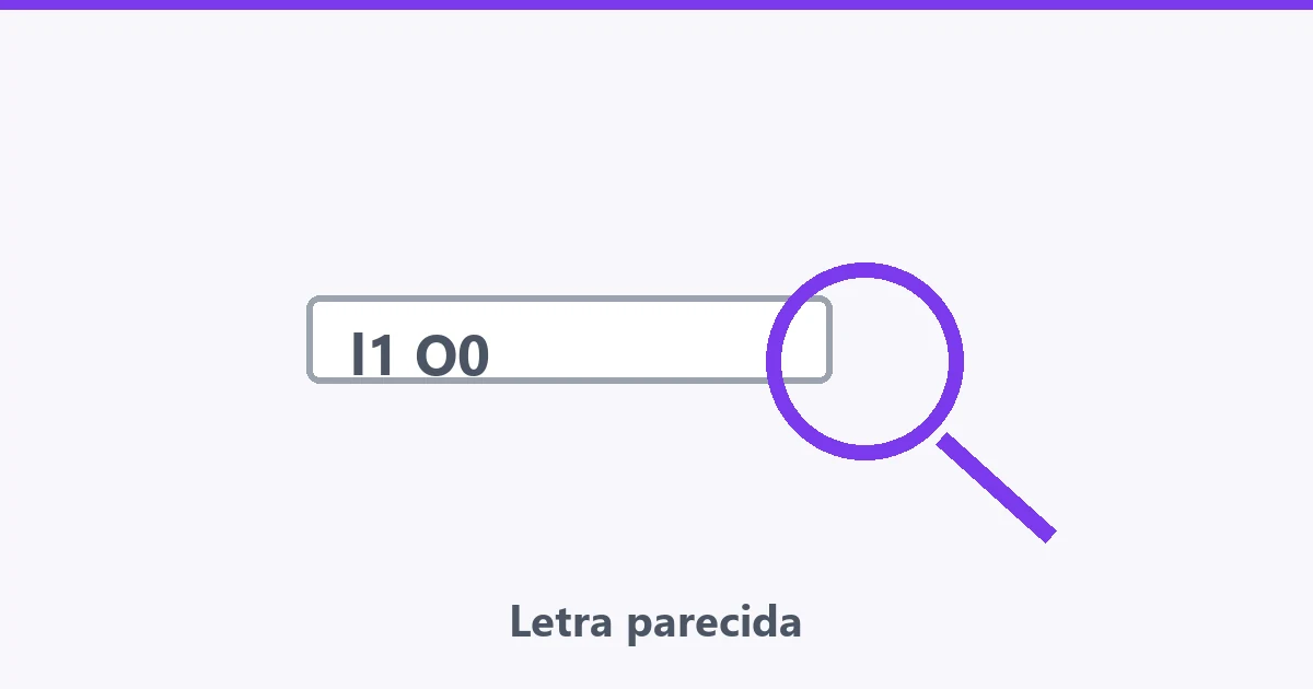 Lupa sobre campo de senha destacando letra e número parecidos