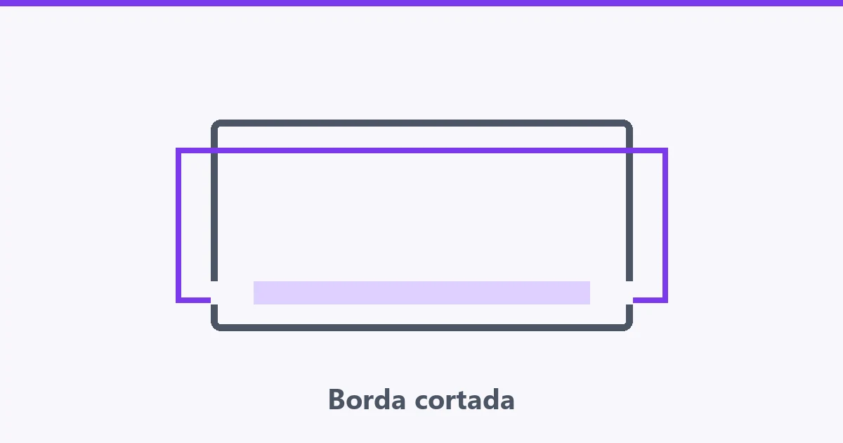 Retângulo transbordando de moldura de TV com legenda cortada embaixo