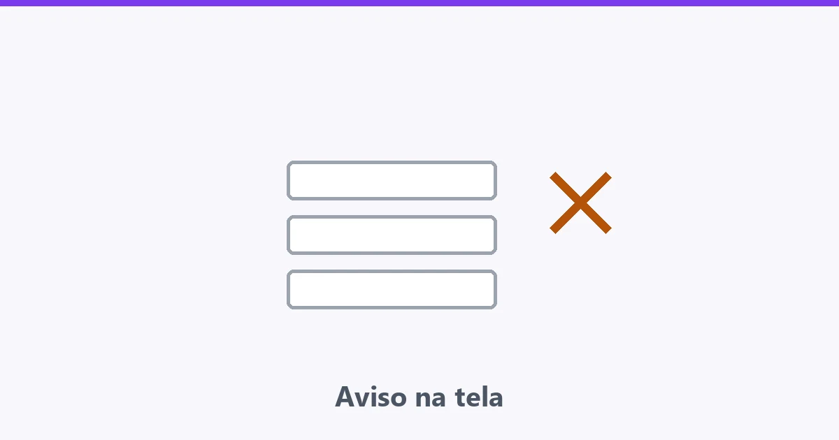 Tela com aviso em inglês e ícone de servidor com sinal de alerta