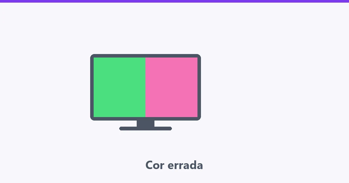 Tela dividida ao meio, metade esverdeada e metade rosada