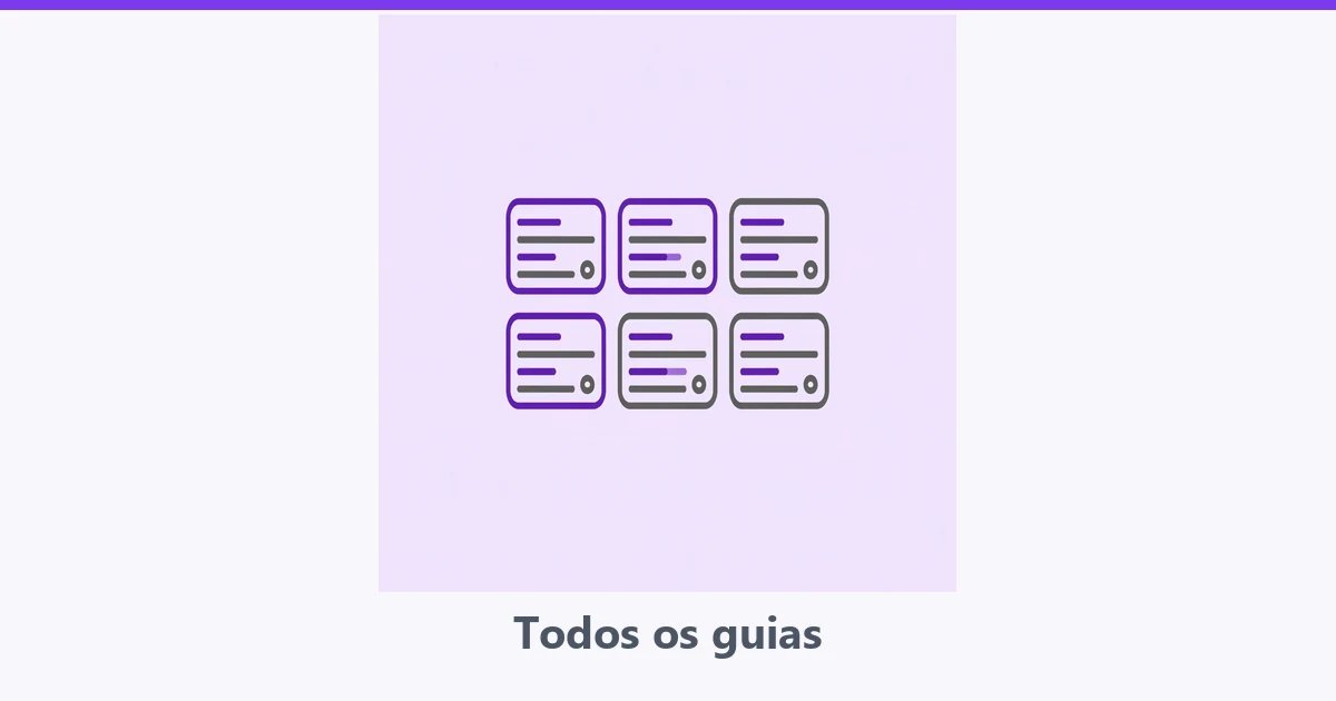 Grade de seis cartões arredondados representando o índice de guias
