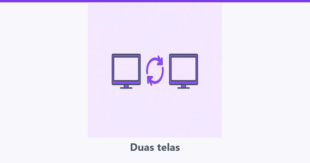 Duas televisões lado a lado com seta circular entre elas