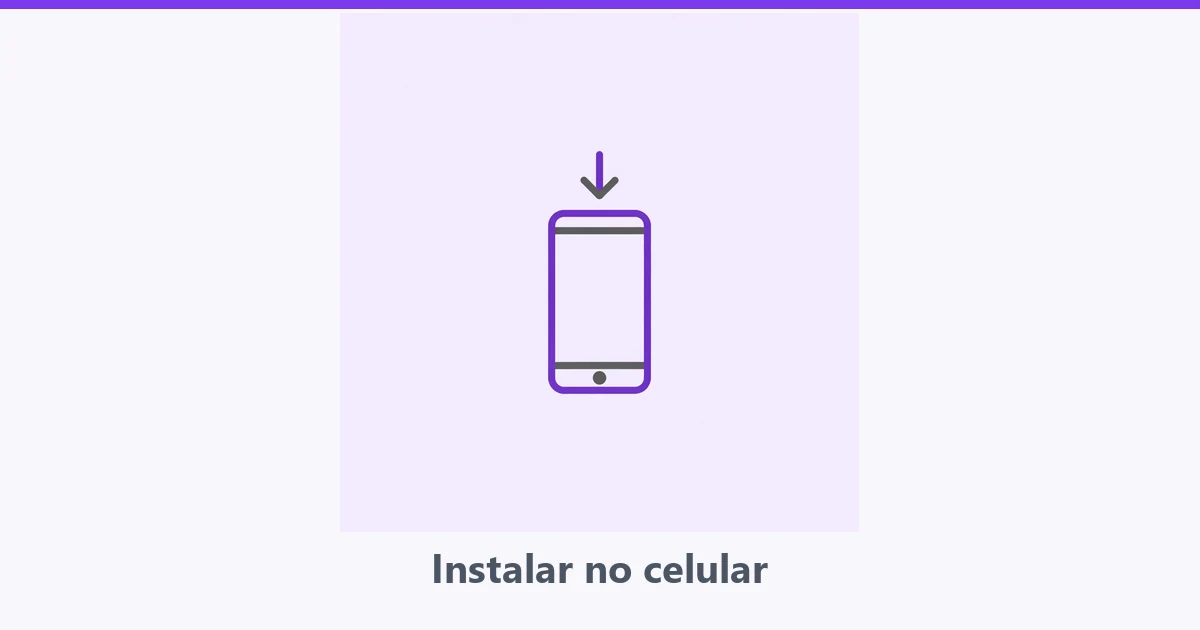 Celular em pé com seta de download acima